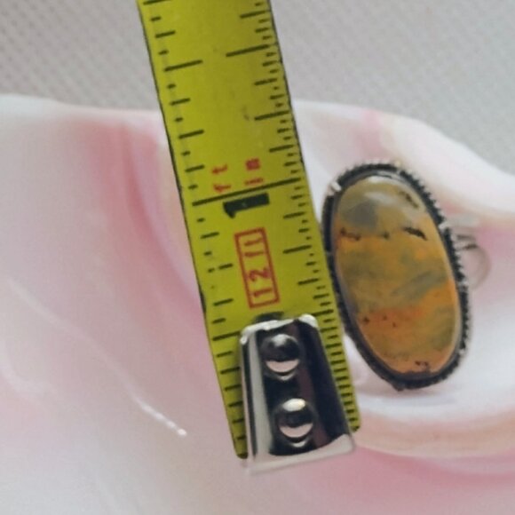 Handmade Sterling Silver Bumblebee Jasper Ring Size 7 Oval Shape - Picture 3 of 7